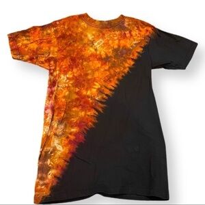 Tie dye tee diagonal reverse dye amazing orange gold brown colors unisex S